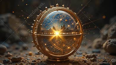Celestial Knowledge Orb 4K - Ancient Mystical Artifact for Fantasy Worlds & Esoteric Visualizations