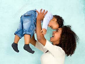 African mother with happy baby
