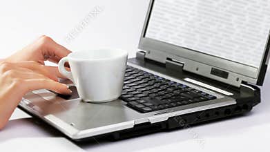 Coffee spilled over working notebook