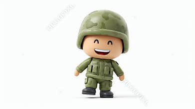 Happy Cartoon Soldier Marching Forward