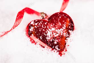 Red Heart Shaped Christmas Bauble