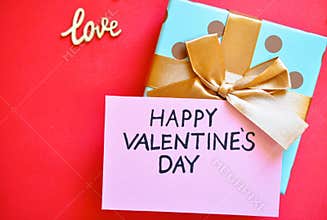 valentines day present on red background