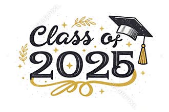 Class of 2025 graduation cap design with gold accents