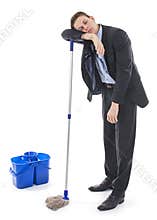 Banker sleeping on the job