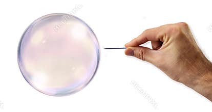 Bubble about to explode by a needle