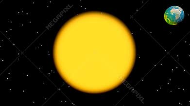 Earth rotation around sun - 3D render