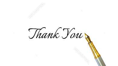 Elegant Cursive Thank You Message on White Background Representing Gratitude, Appreciation