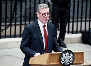 Sir Keir Starmer speaks to the media in London.