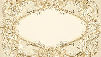 Elegant Easter Card Design with Ornate Floral Borders in Cream Tones for Sophisticated Greetings