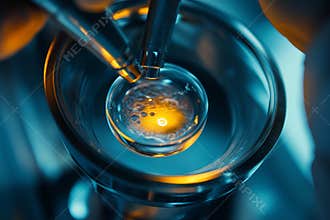 Embryo transfer procedure in a laboratory setting with specialized equipment for assisted reproduction technology