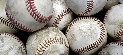 Pile or Stack of Baseballs for Playing Games Competition Worn Leather Balls