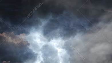 Dark clouds and thunderstorms above the sky