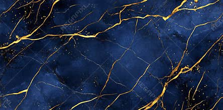 Abstract Background Featuring Blue and Gold Marble Texture