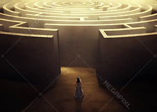 Woman and maze