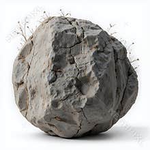 Detailed Grey Rock Texture Against White Background