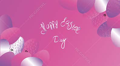 greeting card with Easter bunnies and Easter eggs