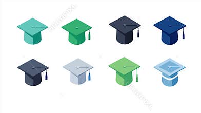 Young people wear gown, cap happy on graduation ceremony day. Graduation gown white background, graduation tassel diploma degree