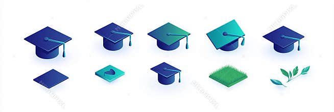 Copy space young people wear gown, cap happy on graduation day. Graduation gown white background, graduation tassel diploma degree