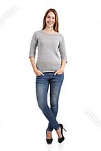 Beautiful standing woman model posing