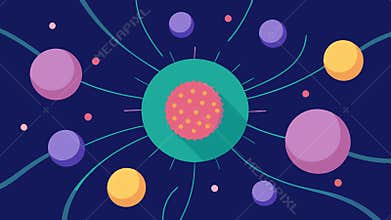 Microscopic View An abstract take on a microscopic view of elastin fibers surrounded by numerous exosomes highlighting