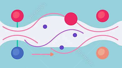 Exosome Pathway An abstract representation of exosomes traveling from the serum to skin cells depicted like flowing