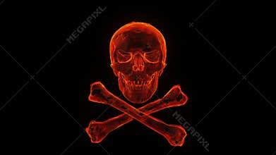 Burning skull and crossbones