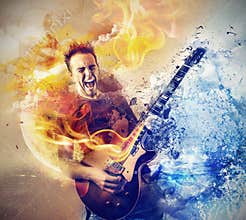 Man playing the guitar