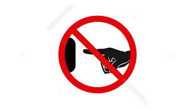 Finger Pressing Button in Do Not Press Warning Sign Animation