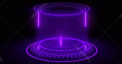 Futuristic portals, Magic Hologram display technology spotlight user interface HUD circle in color.