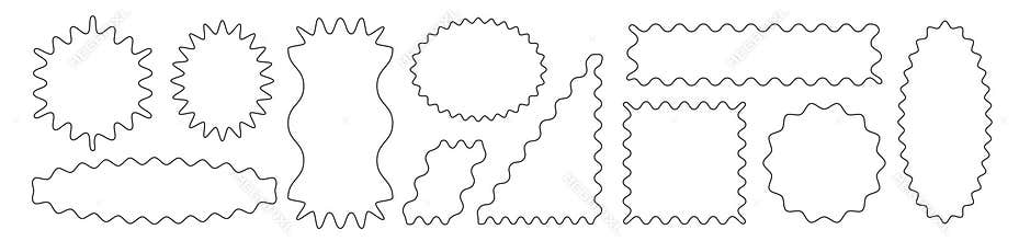 Black scallop line borders set isolated on white