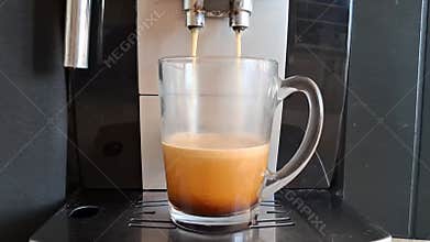 Morning coffee in a coffee machine.