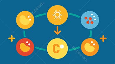 Dynamic Duo A visual representation of exosomes and Vitamin C as a power couple working together with animated arrows