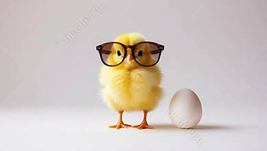 Cute Chick Wearing Glasses with Egg