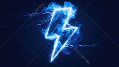 Dynamic blue lightning bolt symbol against a dark background, exuding energy and power.