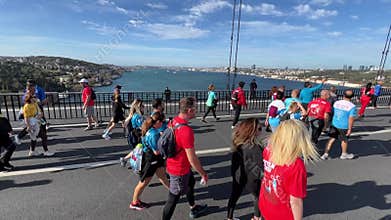 Athletes running in 45. Istanbul marathon which includes two continents in one race.