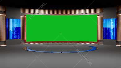3D Virtual TV Studio News, Backdrop For TV Shows .TV On Wall.3D Virtual News Studio Background