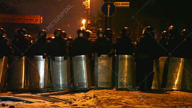 The riot police at Hrushevskogo street in Kiev