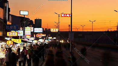 Busy city street traffic jam cars night lights cityscape urban congestion stop stock footage Generative AI