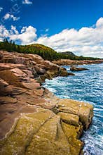 Cliffs and the Atlantic Ocean in Acadia National Park, Maine.