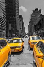 Times Square New York yellow cab daylight