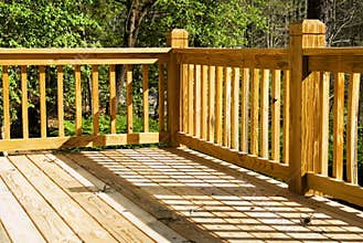 Corner of a wood deck