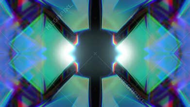 Symmetrical Cyan Prism Light Background With Kaleidoscopic Mirror Geometry and Dark Central Cross