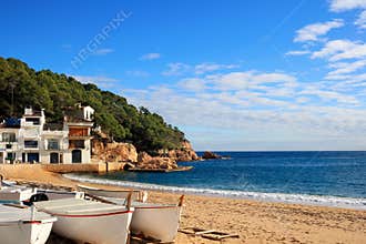 Boats on the beach at Tamariu (Costa Brava, Spain)