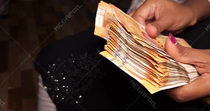 Counting Indian Rupee Notes by Hand Close Up Cash Money Finance Concept India 4K Video