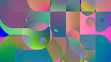 Colorful Rounded Geometric Shapes With Soft Gradients, Floating Spheres And Smooth Modern Abstract Background