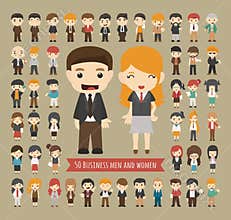 Set of 50 business men and women