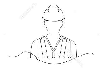Continuous line drawing of industrial safety gear isolated on white background