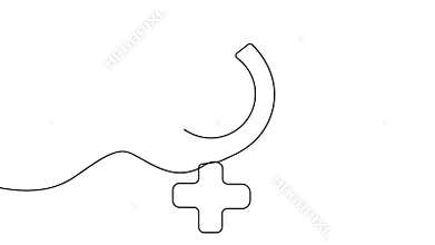 Female symbol with star continuous one line drawing animation