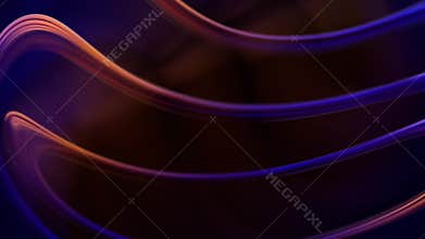 Abstract glossy fluid curves with smooth shapes and vibrant purple blue and orange gradients