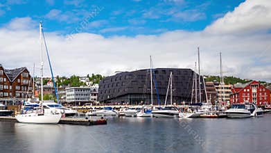 View of a marina in Tromso, North Norway